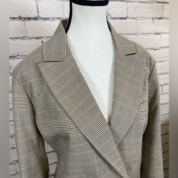 Levi’s Tan Plaid Double Breasted Blazer Oversized Small - Picture 4 of 13